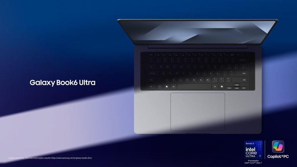 Foto ilustra o notebook Galaxy Book6 Ultra