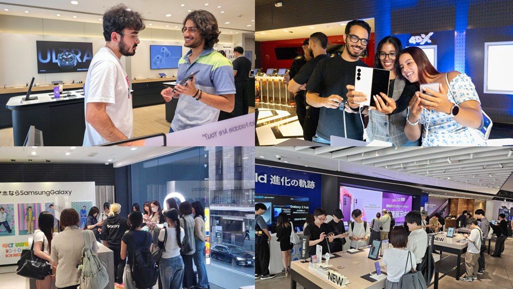 Imagens do lançamento global dos novos dispositivos Samsung Galaxy.