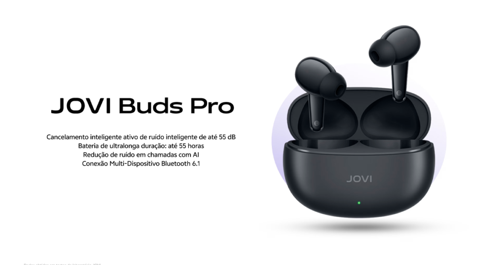 Imagem sobre o JOVI Buds Pro enfatizando as especificações do proto..